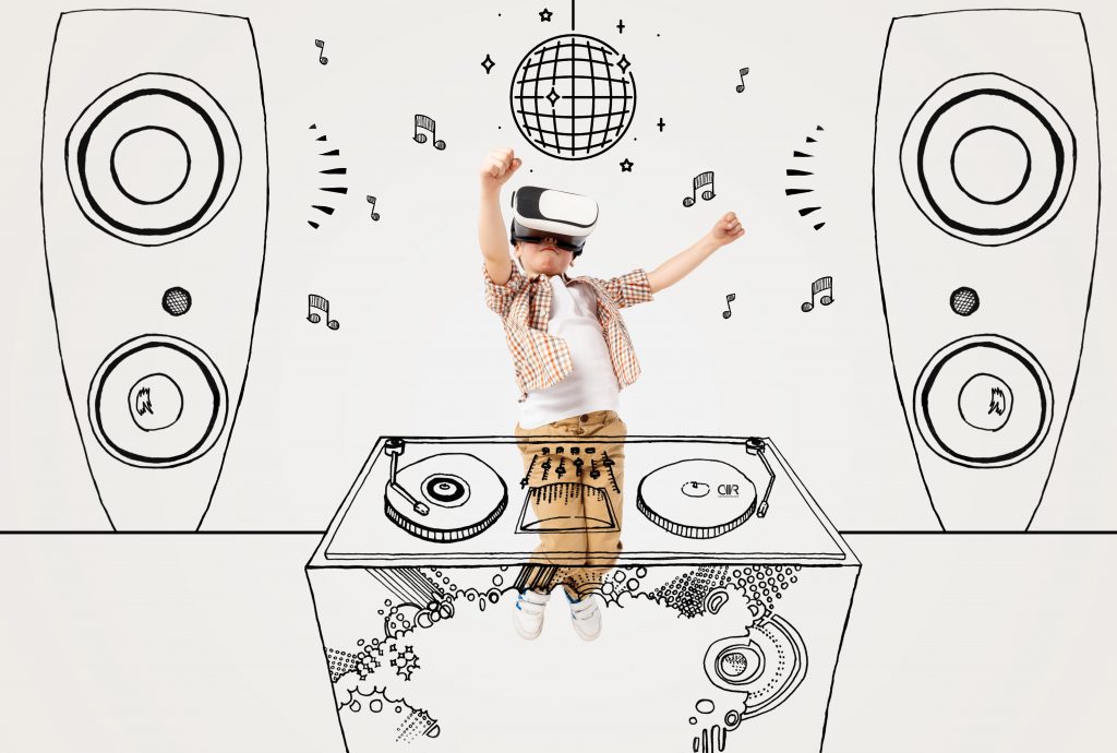 Child with virtual reality headset